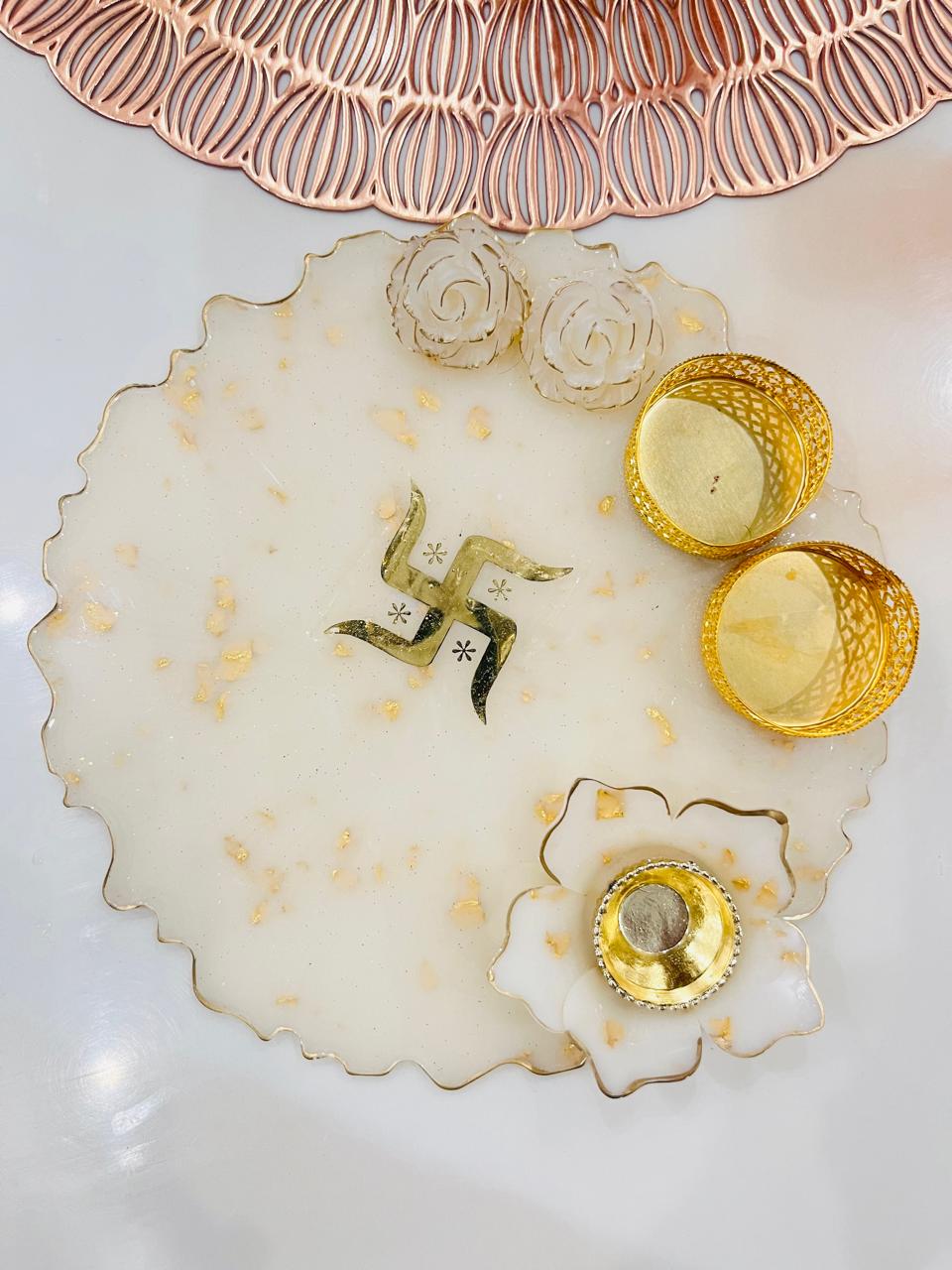 Om Symbol Resin Pooja Thali
